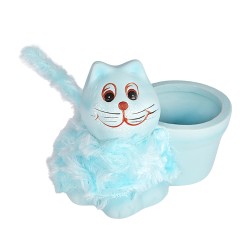 Керамична кашпа Happy Cat Aleks Elegantz Cat, Керамика, 13х7х9 см, Син