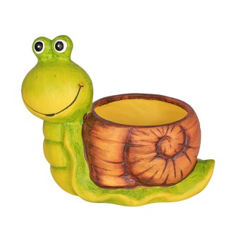 Керамична кашпа Охлюв Габи Elegantz Snail, Керамика, 17х17х12 см, Многоцветен