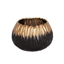 Керамична кашпа Elegantz Vintage Thai Oval M, Керамика, D11х15х12см, Златен/Черен