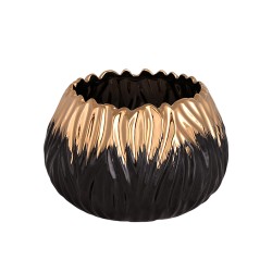Керамична кашпа Elegantz Vintage Thai Oval L, Керамика, D13х18х15см, Златен/Черен