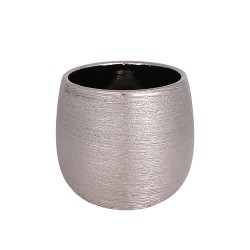 Керамична кашпа Elegantz Scratched Pot, Керамика, D13х12см, Сребро