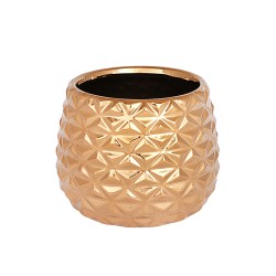 Керамична кашпа Elegantz Diamond, Керамика, D13х12см, Златен