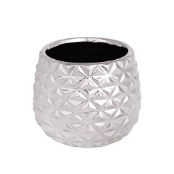 Керамична кашпа Elegantz Diamond, Керамика, D13х12см, Сребро