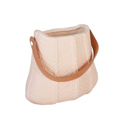Керамична Кашпа Elegantz Bag Twist Керамика, Ф 16 х 7 x 17.5 см, Cream