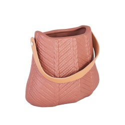 Керамична Кашпа Elegantz Bag Twist Керамика, Ф 16 х 7 x 17.5 см, Sepia