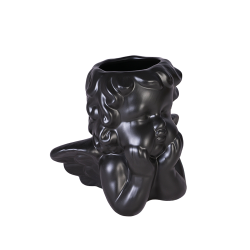 Керамична ваза Elegantz Angel Head, Ф 19 х 12 x 17 см, Черен