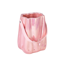 Керамична Кашпа Elegantz Bag Shinny Pearl, Ф 18 х 7 x 12 см, Pink Shine