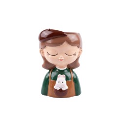 Керамична кашпа  Elegantz Girl Face Fruit , Керамика, Ф 18 х 11 см, Многоцветен