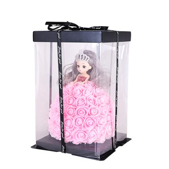 Кукла с рокля от рози в луксозна кутия Elegantz Rose Doll, Изкуствени рози, 22см, Pink