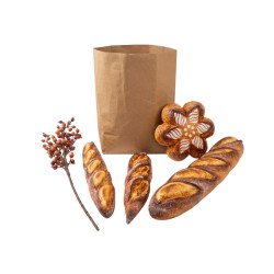 Торба с декоративни изкуствени хлебни изделия Elegantz Realistic Fake breads, Полиетилен, Кафяв