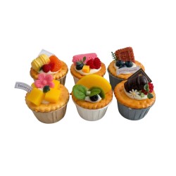 Сет от 6 плодови мъфини с магнити Elegantz Muffin Fruit Taste, Полиетилен, 7.5х7см
