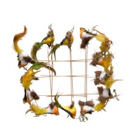 Сет от 12 птици за декорация Elegantz Fluff Autumnal Bird- 12 броя