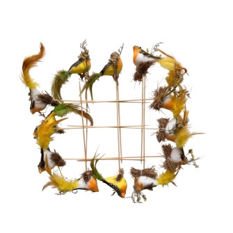 Сет от 12 птици за декорация Elegantz Fluff Autumnal Bird- 12 броя