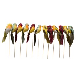 Сет от 12 птици за декорация Elegantz Fluff  Bird- 12 броя