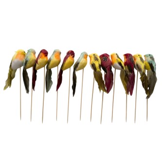 Сет от 12 птици за декорация Elegantz Fluff  Bird- 12 броя