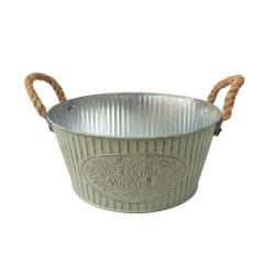 Метална кашпа Elegantz Jardin du Vintage XL, Метал, Ф 11.5 см х 24.5 см, Olive