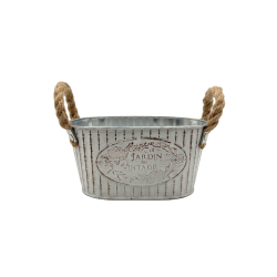 Метална кашпа Elegantz Jardin du Vintage Oval, Метал, Ф 9 х 18.5 см х 11.5 см, White Brush
