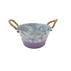 Метална Кашпа Elegantz Butterfly Oval S, Метал, D 12х 22.5, Сив&Розов