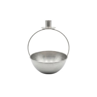 Метален свещник Elegantz Candle, Метал, 23 х 16.5 см, Сребърен