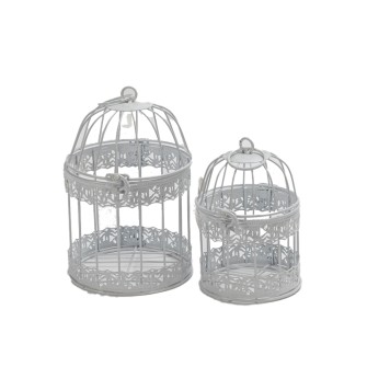 Метален кафез CAGE Elegantz Flowers , Метал, D 24х13см, Бял 