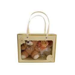 Плюшено мече с букет в дисплей кутия Elegantz Teddy Sweet , 17х22х7.5см, Cream