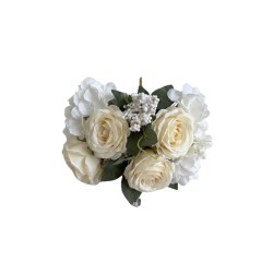 Изкуствен букет с рози и хортензии Elegantz Ohara 45 см, White