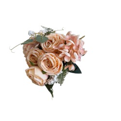 Изкуствен букет с рози и хортензии Elegantz Ohara 45 см, Cream