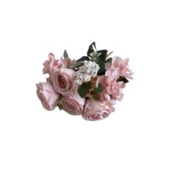 Artificial bouquet with roses and hydrangeas Elegantz Ohara 45 cm, Pink