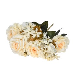 Изкуствен букет Рози Елеганц PIK, 50см, Крем