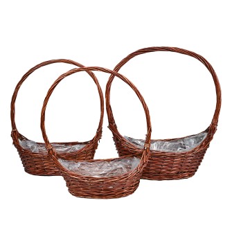 Комплект от 3 ратанови кошници Елеганц GONDOLA CARAMEL, Ратан, Дължина на кошница XL-55 см, L-47 см, M-44 см, Цвят Кафяв
