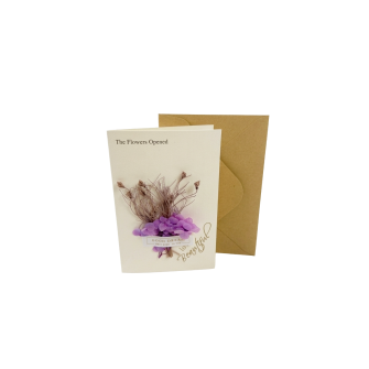 Поздравителна картичка с дехидратирани цветя Elegantz Open Flower- Purple