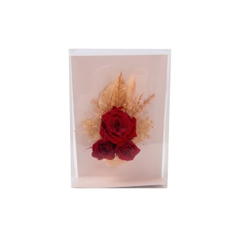 Луксозна Поздравителна картичка с дехидратирани рози Elegantz Roses- Red