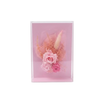 Луксозна Поздравителна картичка с дехидратирани рози Elegantz Roses- Pink