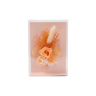 Луксозна Поздравителна картичка с дехидратирани рози Elegantz Roses- Peach