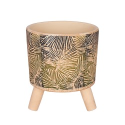 Керамична кашпа с крачета Elegantz Foglie, Керамика, D14х11см, Многоцветен
