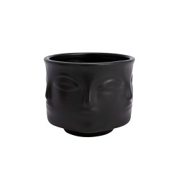  Керамична Кашпа Elegantz Face, Керамика, Ф 10 х 11 см, Black