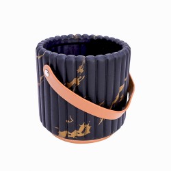 Керамична Кашпа Elegantz Discreet Gold Line, Керамика, Ф 14 x 12 см, Black