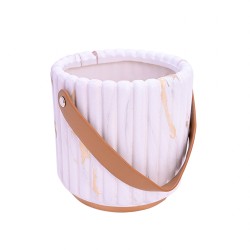 Керамична Кашпа Elegantz Discreet Gold Line, Керамика, Ф 14 x 12 см, White