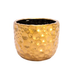 Керамична Кашпа Elegantz Gold Bubble smile , Керамика, Ф 14 x 15 см, Gold