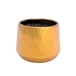 Керамична Кашпа Elegantz Gold Line , Керамика, Ф 13 x 13 см, Gold