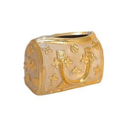  Керамична Кашпа Elegantz Luxury Bag, Керамика, Ф 15 x 6 х 18 см, Gold