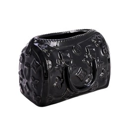  Керамична Кашпа Elegantz Luxury Bag, Керамика, Ф 15 x 6 х 18 см, Black
