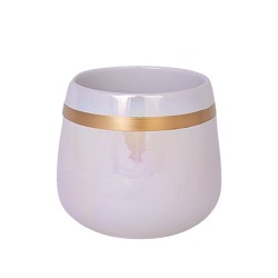 Керамична Кашпа Elegantz Shine , Керамика, Ф 12 x 10 см, Бял