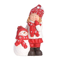Коледна декорация Elegantz Christmas Child & Snowmen, 46см х 26см, Полимагнезии, Многоцветен