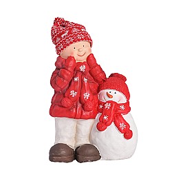 Коледна декорация Elegantz Christmas Child & Snowmen, 46см х 26см, Полимагнезии, Многоцветен