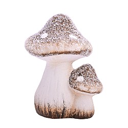 Коледна декорация Elegantz Заскрежена Двойка Гъбки, 12 х 8 см, Полирезин, Бял/Кафяв