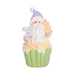 Коледна светеща фигура Elegantz Santa Muffin with LED, 43см х 22.5см х 20.5см, Полимагнезии, Многоцветен