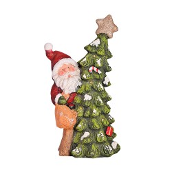 Коледна светеща фигура Elegantz Santa Claus on the tree with LED, 47.5 см х 22.6 см х 19.5 см, Полирезин, Многоцветен