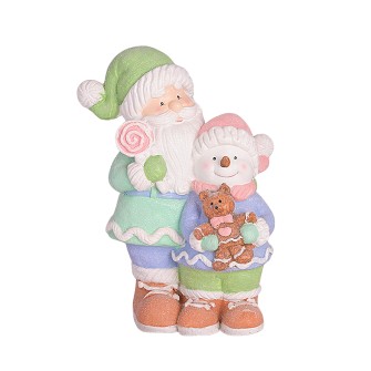 Коледна фигура Elegantz Santa Claus with Snowman , 41.5 см х 29 см х 20 см, Полимагнезии, Многоцветен