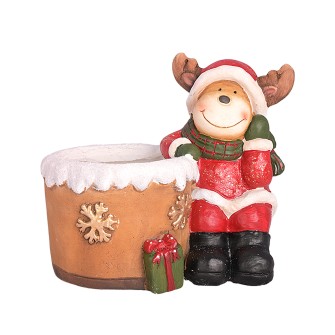 Коледна кашпа Elegantz Christmas Rudolf XL ,28.7см х18.8 см х 30.5 см, Магнезии, Многоцветен